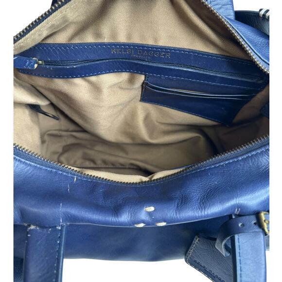 Anthropologie Kelsi Dagger Brooklyn Wythe Indigo Leather Satchel‎ Navy Blue Bag - Picture 6 of 12